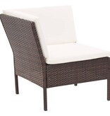 VidaXL 3-delige Loungeset met kussens poly rattan bruin