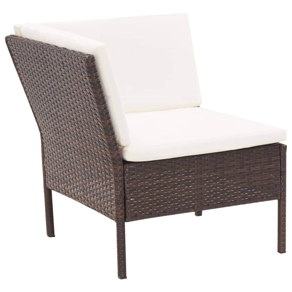 VidaXL 3-delige Loungeset met kussens poly rattan bruin