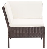 VidaXL 3-delige Loungeset met kussens poly rattan bruin