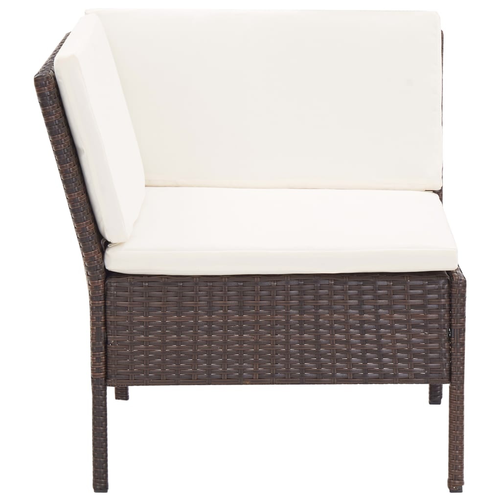 VidaXL 3-delige Loungeset met kussens poly rattan bruin