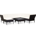 VidaXL 8-delige Loungeset met kussens poly rattan zwart