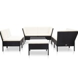 VidaXL 8-delige Loungeset met kussens poly rattan zwart