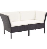 VidaXL 8-delige Loungeset met kussens poly rattan zwart