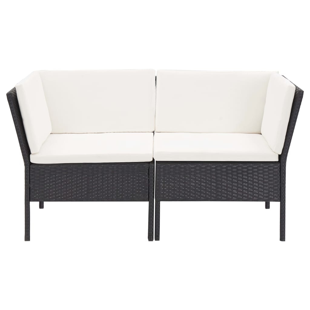 VidaXL 6-delige Loungeset met kussens poly rattan zwart