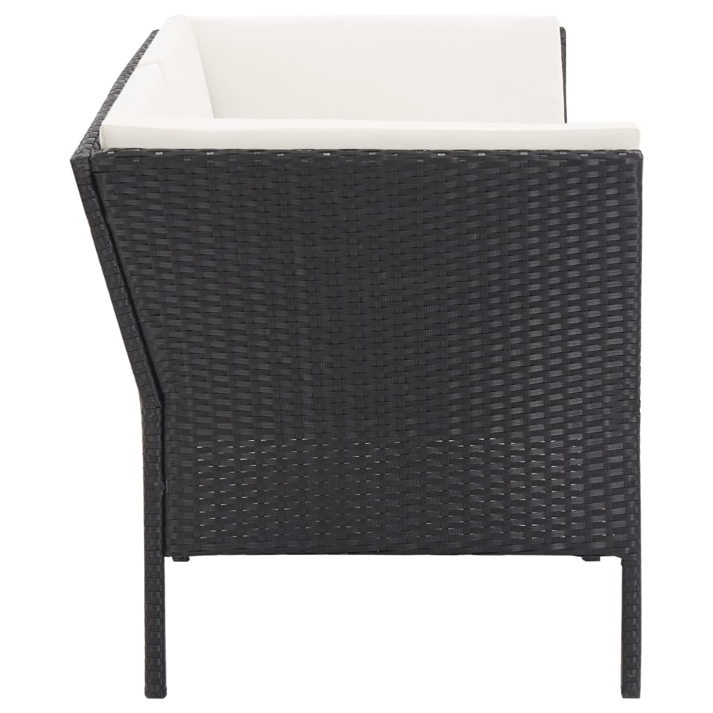 VidaXL 6-delige Loungeset met kussens poly rattan zwart