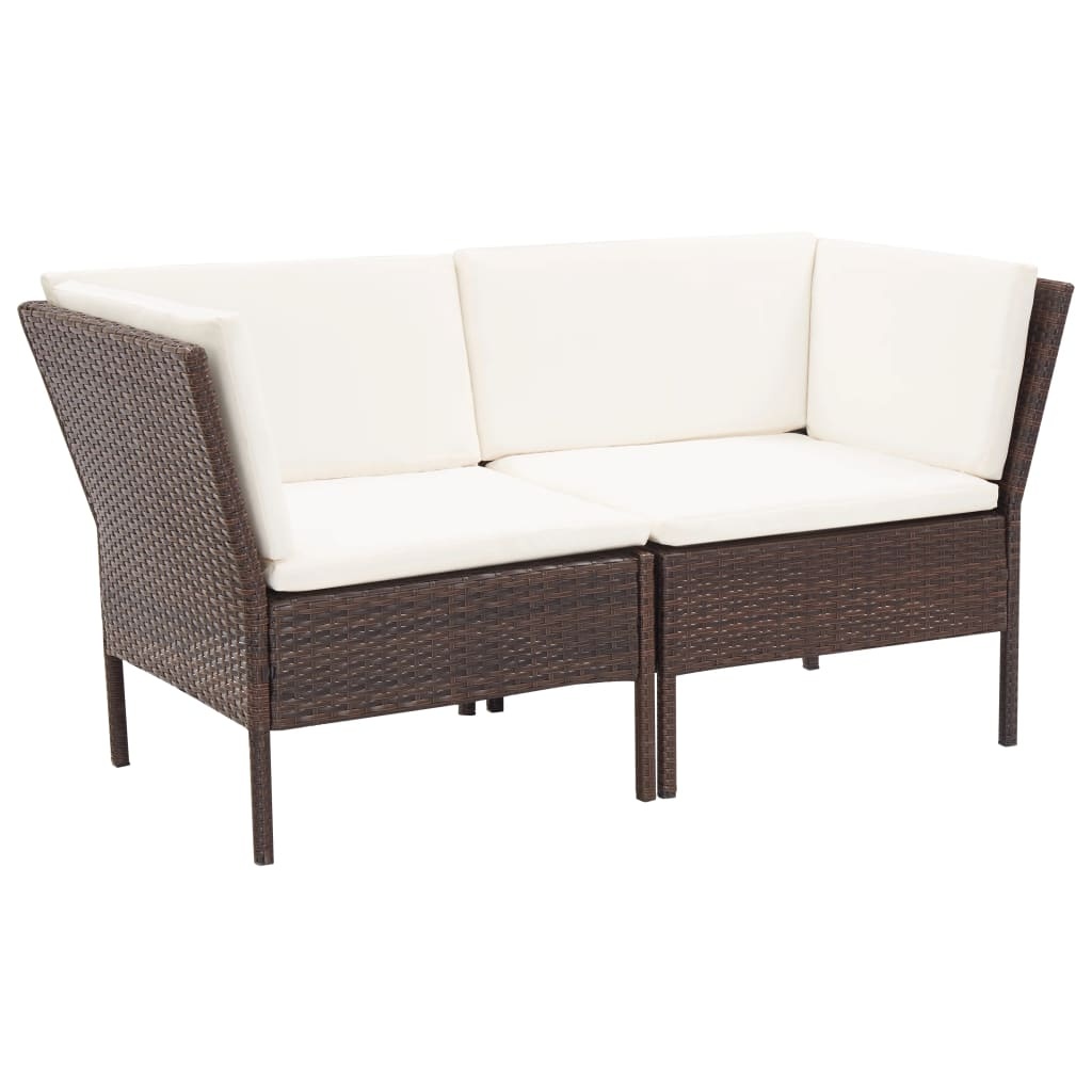 VidaXL 6-delige Loungeset met kussens poly rattan bruin