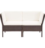 VidaXL 6-delige Loungeset met kussens poly rattan bruin