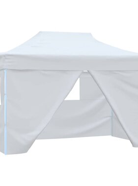 VidaXL Partytent met 4 zijwanden inklapbaar 3x4 m staal wit