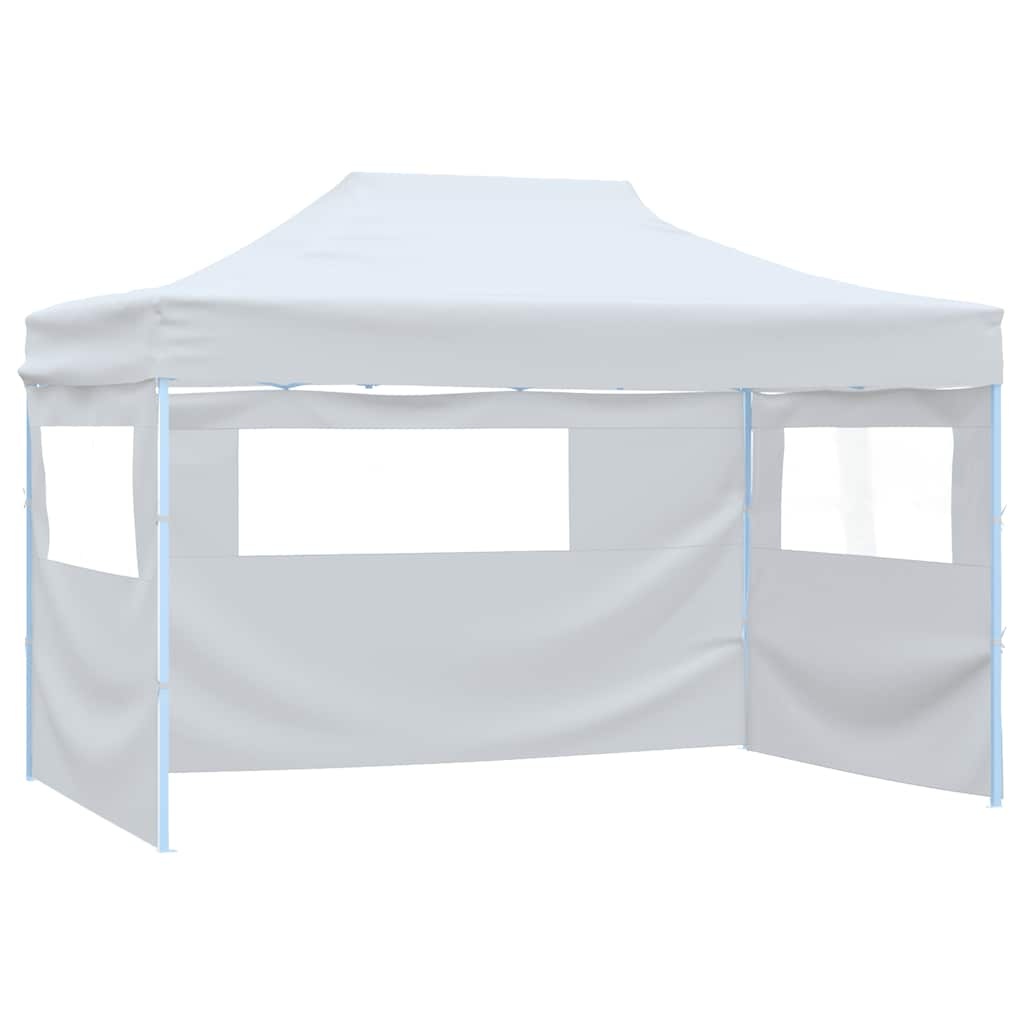 VidaXL Partytent met 4 zijwanden inklapbaar 3x4 m staal wit