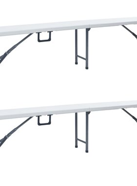 VidaXL Tuinbanken inklapbaar 2 st 180 cm HDPE wit
