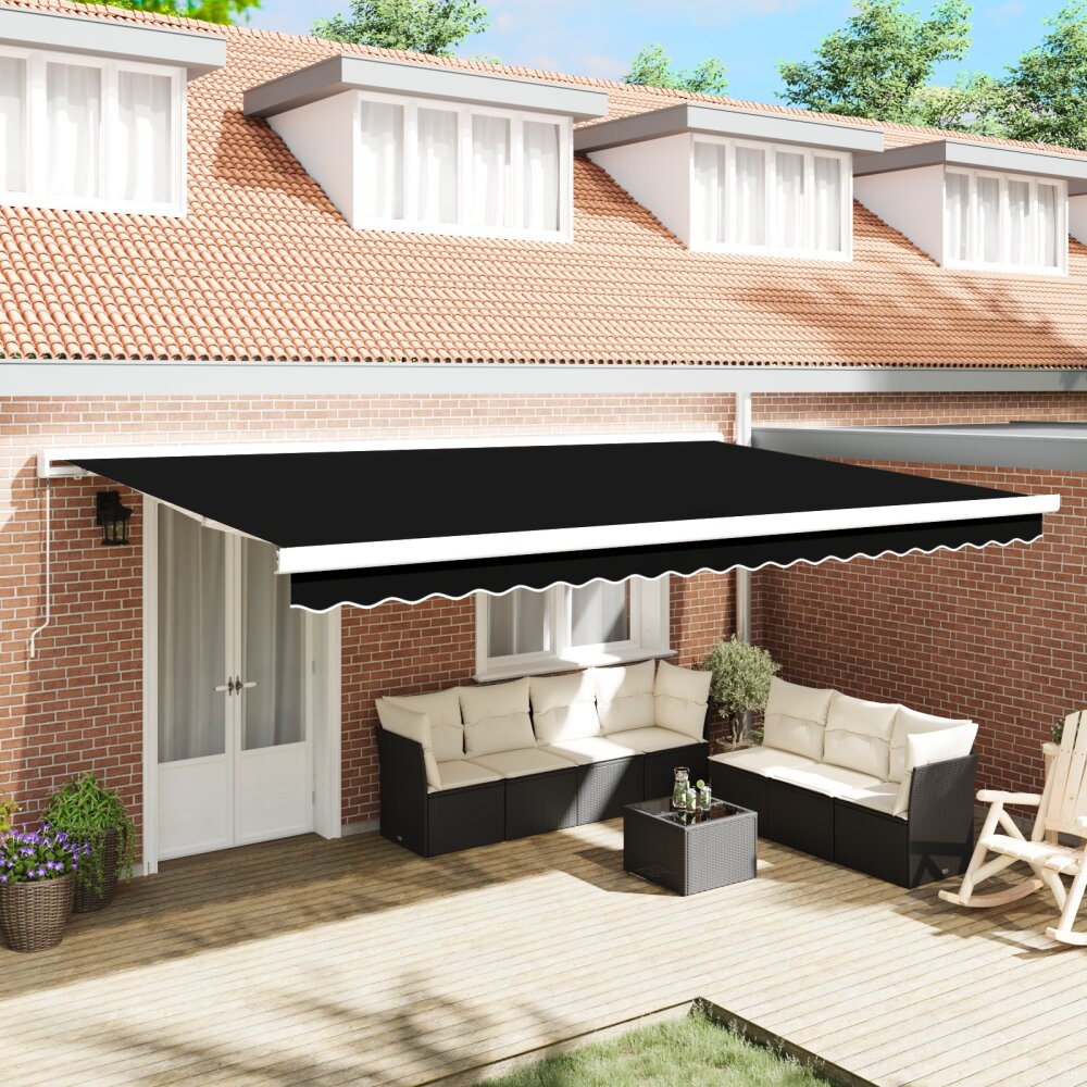 VidaXL Luifelvervangende Stof voor 5x3 m Frame Zwart