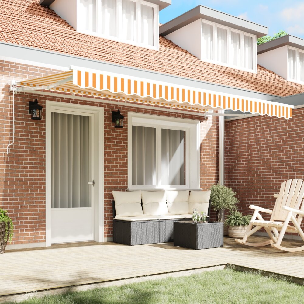 VidaXL Luifel Vervangdoek voor 4x2 m Frame Geel en Wit