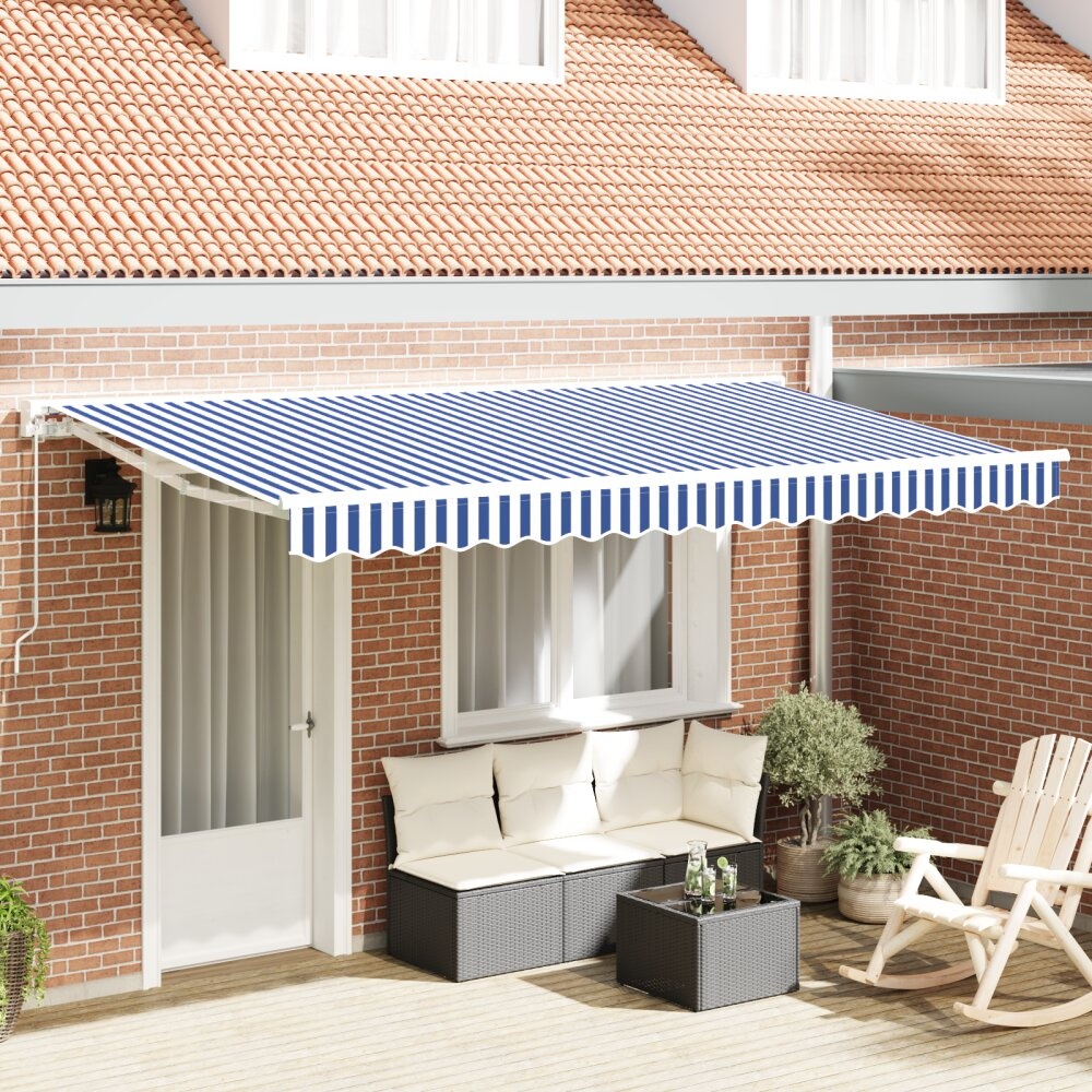 VidaXL Luifel Vervangende Stof voor 4x2 m Frame Blauw en Wit