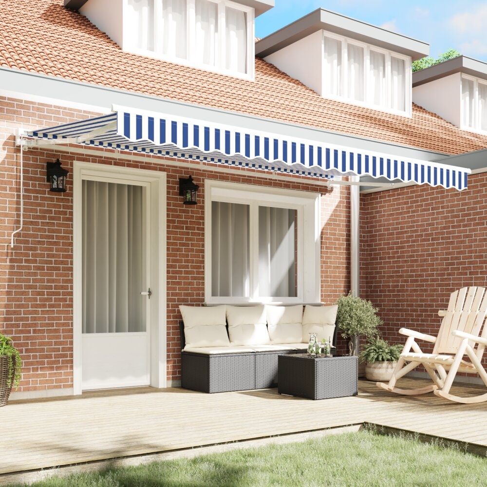 VidaXL Luifel Vervangende Stof voor 4x2 m Frame Blauw en Wit