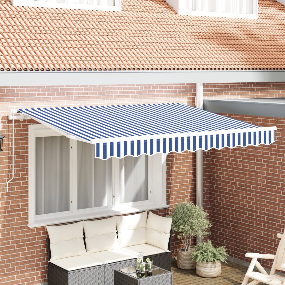 VidaXL Luifel Vervangdoek voor 3.5m x 2m Frame Blauw en Wit