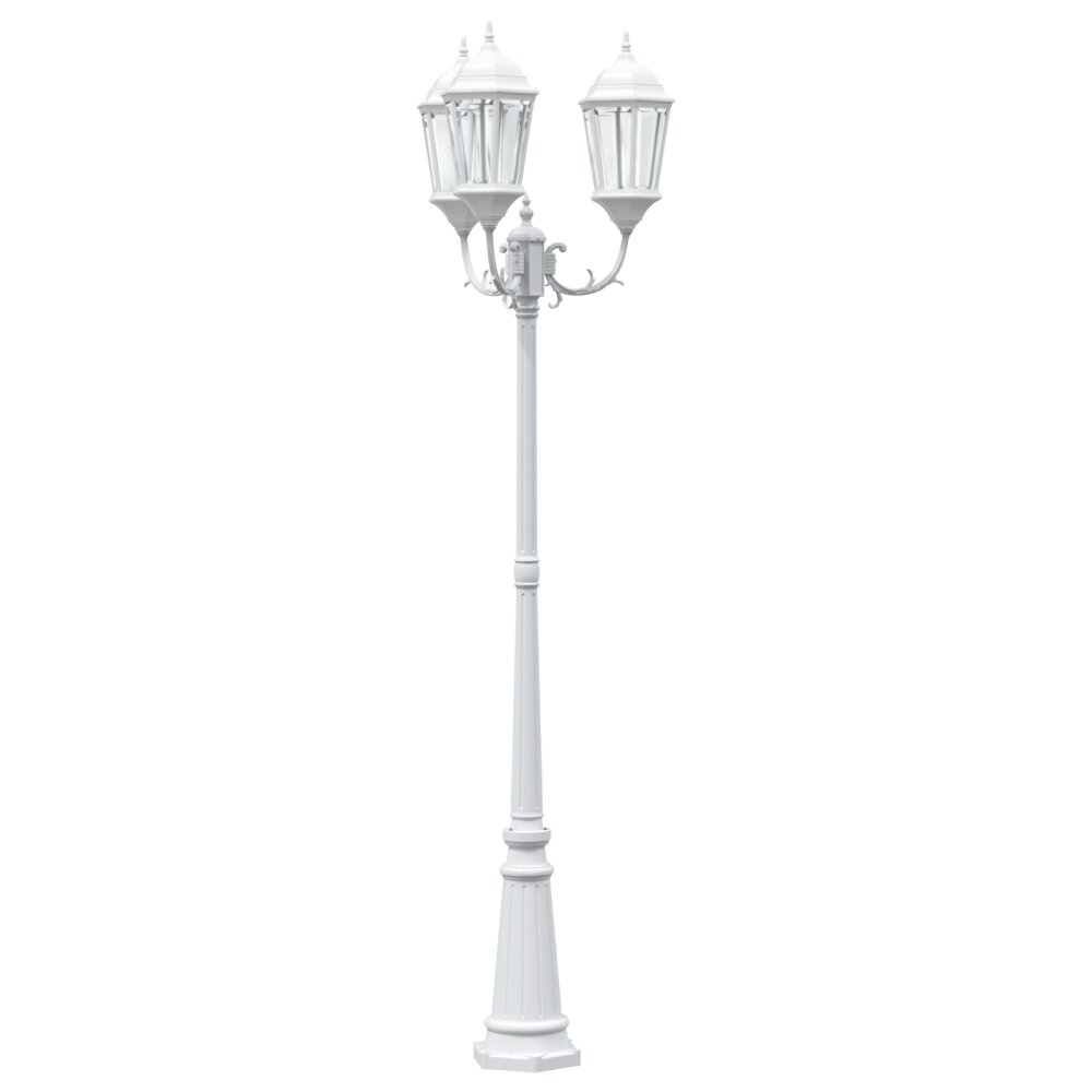 VidaXL Tuinlampenpaal 3-Lamp E27 Wit 235 cm Aluminium