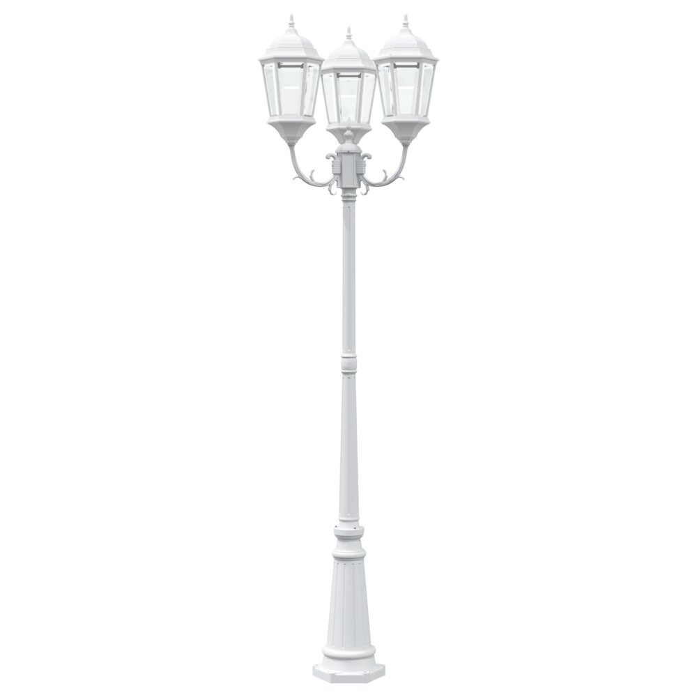 VidaXL Tuinlampenpaal 3-Lamp E27 Wit 235 cm Aluminium
