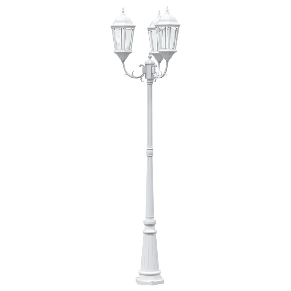VidaXL Tuinlampenpaal 3-Lamp E27 Wit 235 cm Aluminium