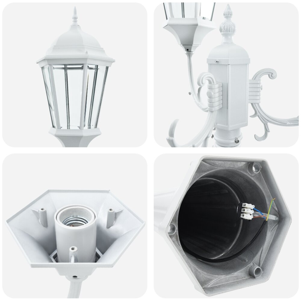 VidaXL Tuinlampenpaal 3-Lamp E27 Wit 235 cm Aluminium