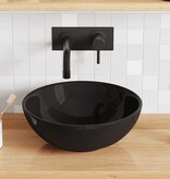 VidaXL Wastafel Ø28x10 cm keramiek glanzend zwart