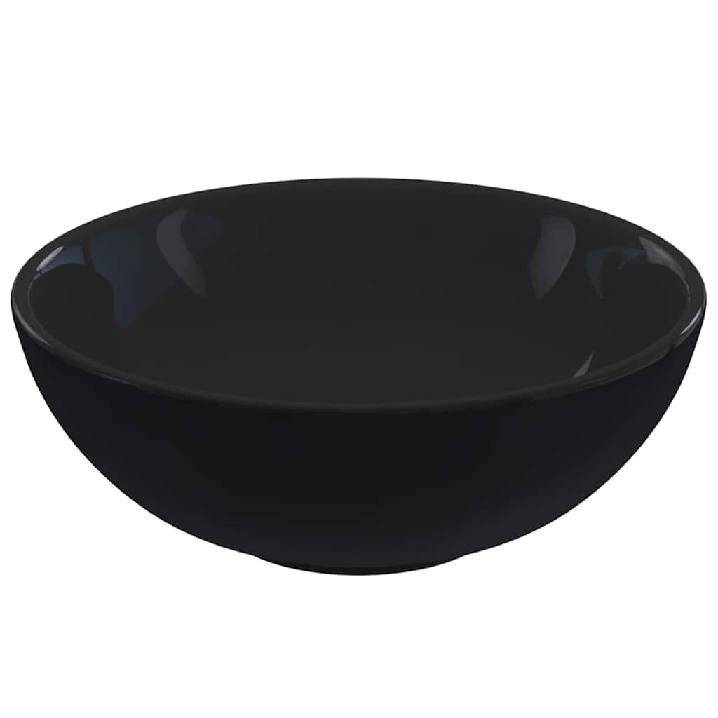 VidaXL Wastafel Ø28x10 cm keramiek glanzend zwart