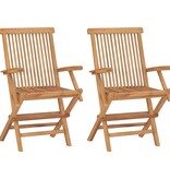 Tuinstoelen inklapbaar 2 st massief teakhout