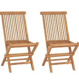 Tuinstoelen inklapbaar 2 st massief teakhout