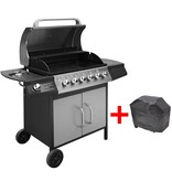 Gasbarbecue 6+1 kookzone zwart en zilver