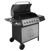 Gasbarbecue 6+1 kookzone zwart en zilver