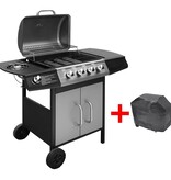 Gasbarbecue 4+1 kookzone zwart en zilver