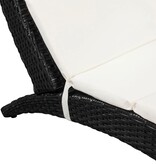 Ligbed inklapbaar met kussen poly rattan zwart