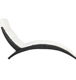 Ligbed inklapbaar met kussen poly rattan zwart