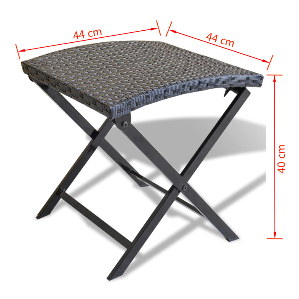 Kruk inklapbaar poly rattan zwart