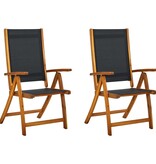 Tuinstoelen inklapbaar 2 st massief acaciahout en textileen