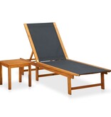 Ligbed met tafel massief acaciahout en textileen