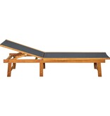 Ligbed met tafel massief acaciahout en textileen