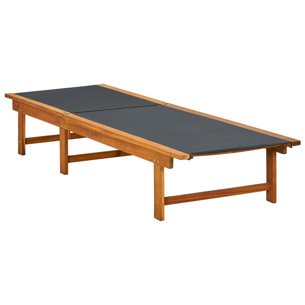 Ligbed met tafel massief acaciahout en textileen