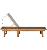 Ligbed met tafel massief acaciahout en textileen