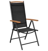 Tuinstoelen inklapbaar 4 st aluminium en textileen zwart