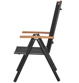 Tuinstoelen inklapbaar 4 st aluminium en textileen zwart
