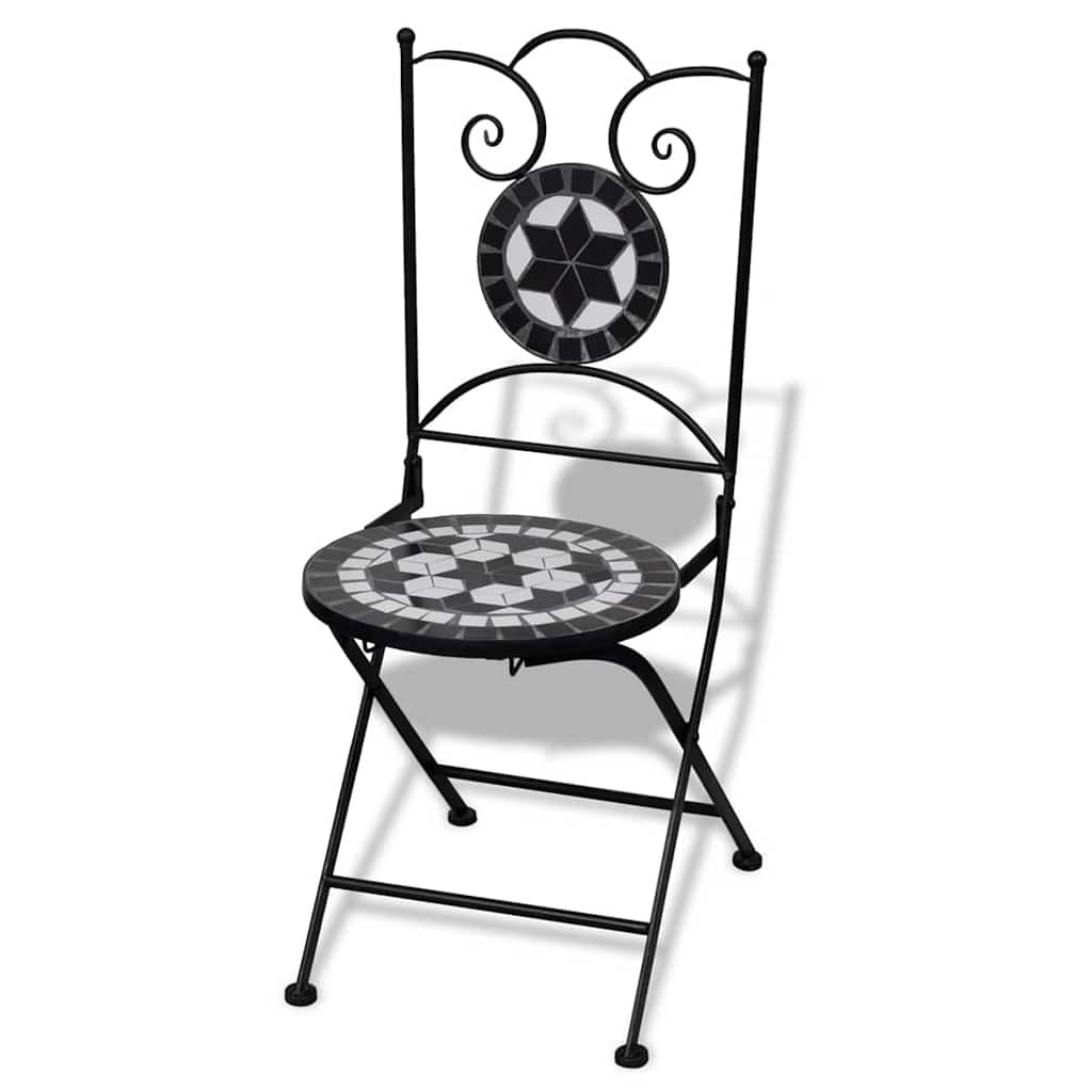 VidaXL Bistrostoelen inklapbaar 2 st keramiek zwart en wit