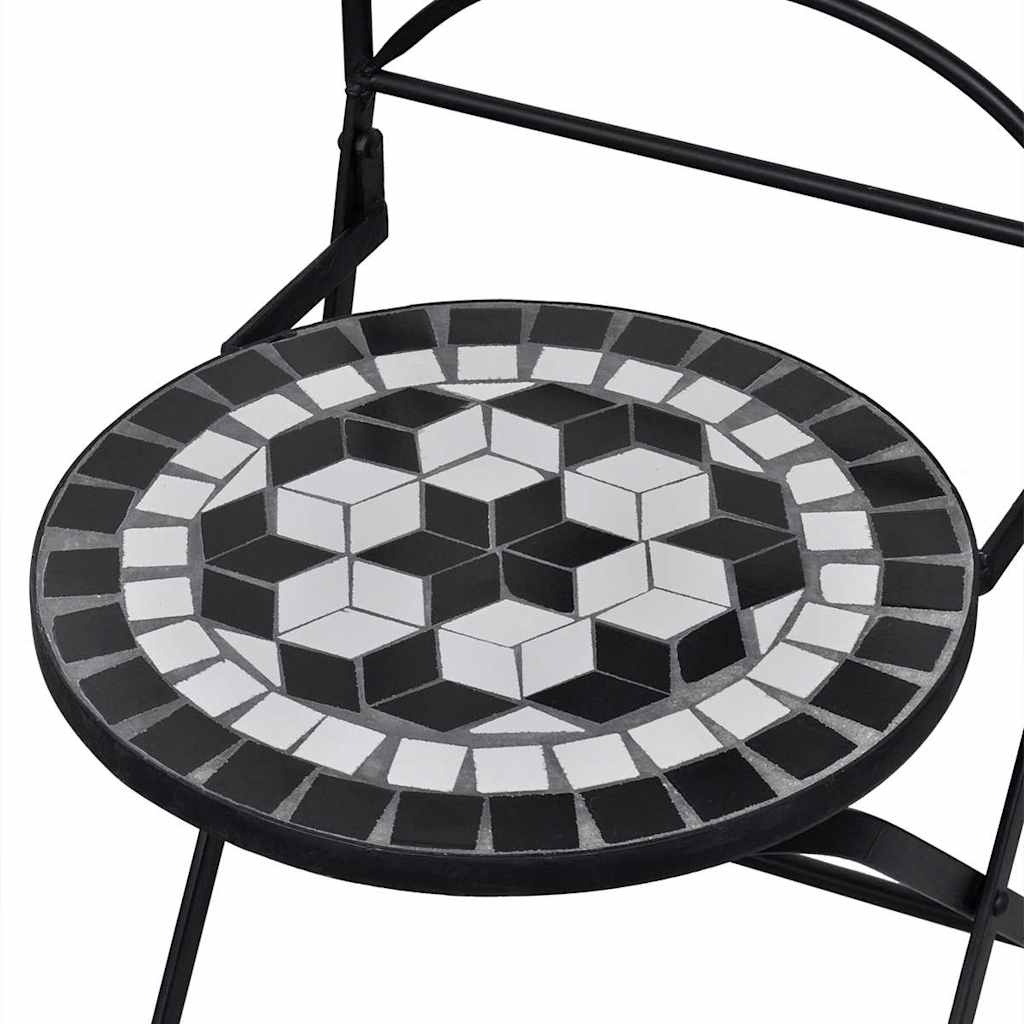 VidaXL Bistrostoelen inklapbaar 2 st keramiek zwart en wit