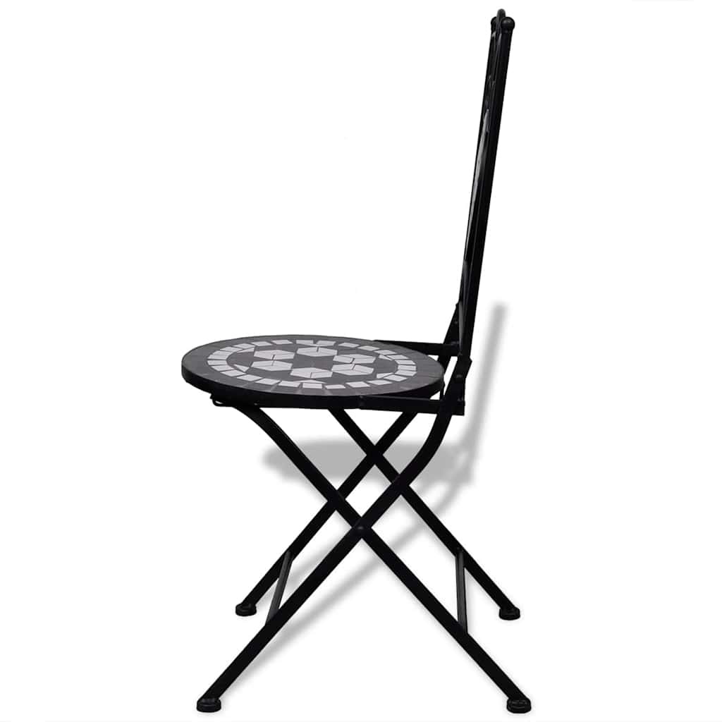 VidaXL Bistrostoelen inklapbaar 2 st keramiek zwart en wit