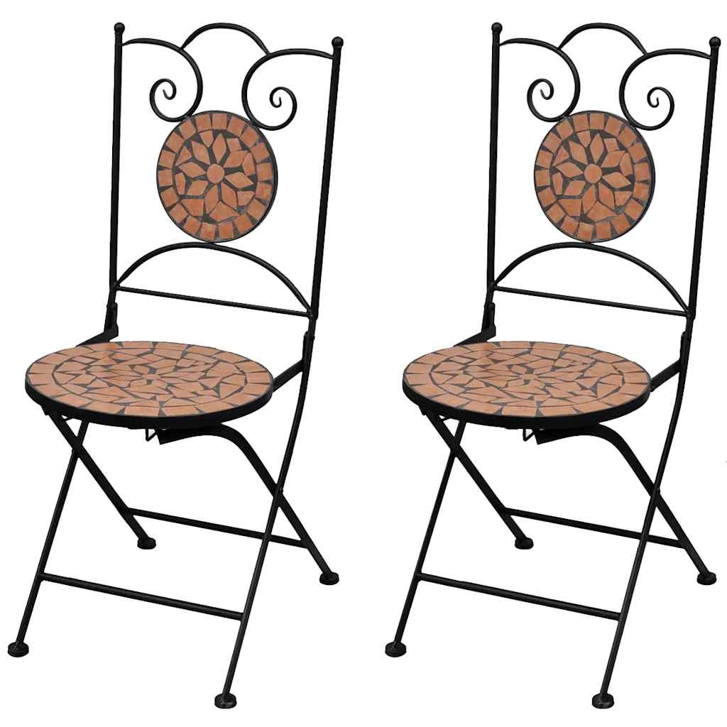 VidaXL Bistrostoelen inklapbaar 2 st keramiek terracottakleurig