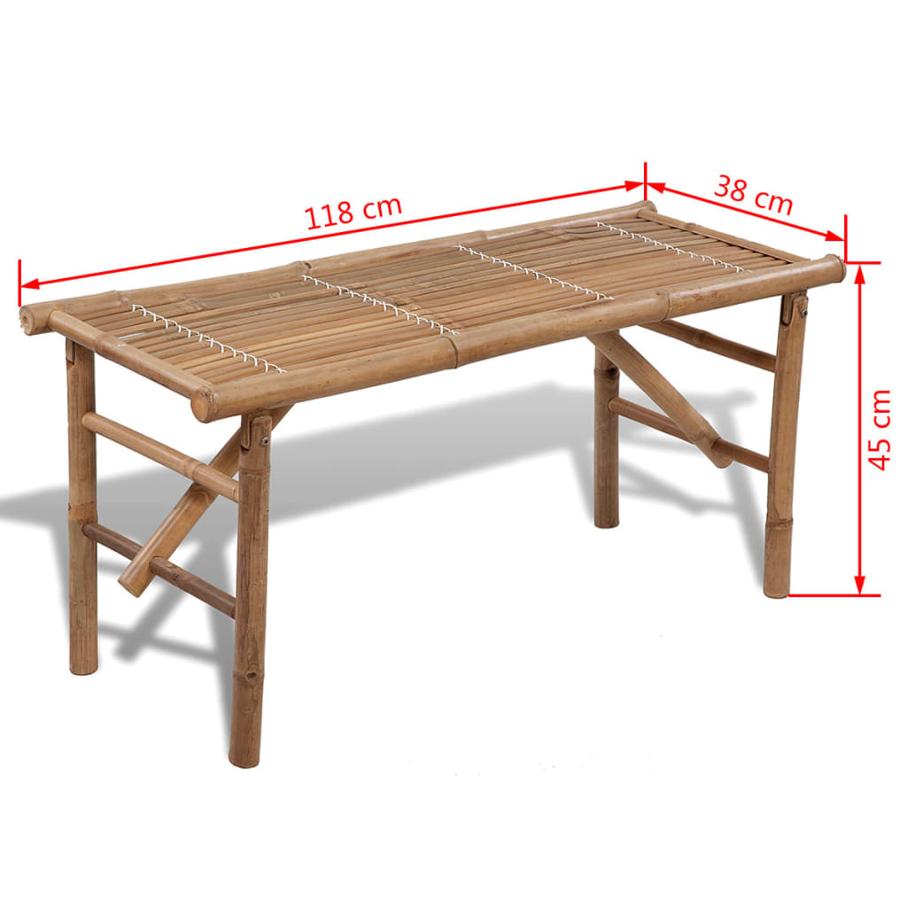 VidaXL Tuinbank inklapbaar 118 cm bamboe