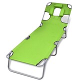 VidaXL Ligbed inklapbaar met hoofdkussen gepoedercoat staal groen