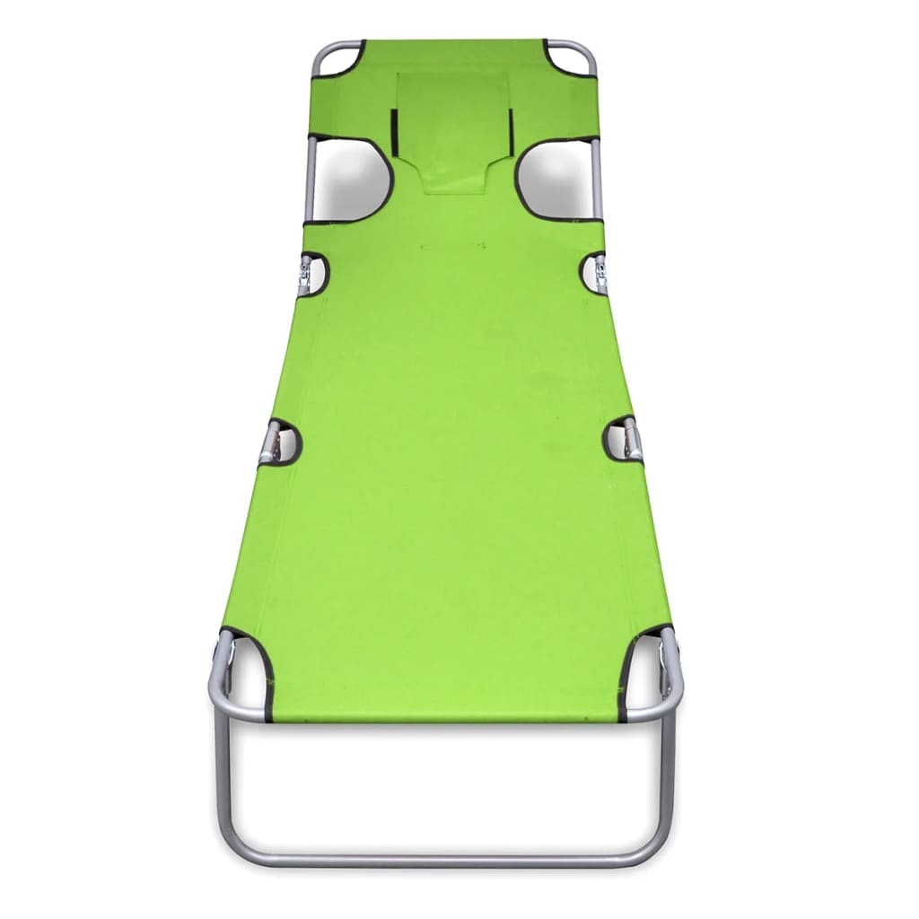 VidaXL Ligbed inklapbaar met hoofdkussen gepoedercoat staal groen