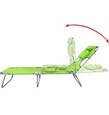VidaXL Ligbed inklapbaar met hoofdkussen gepoedercoat staal groen