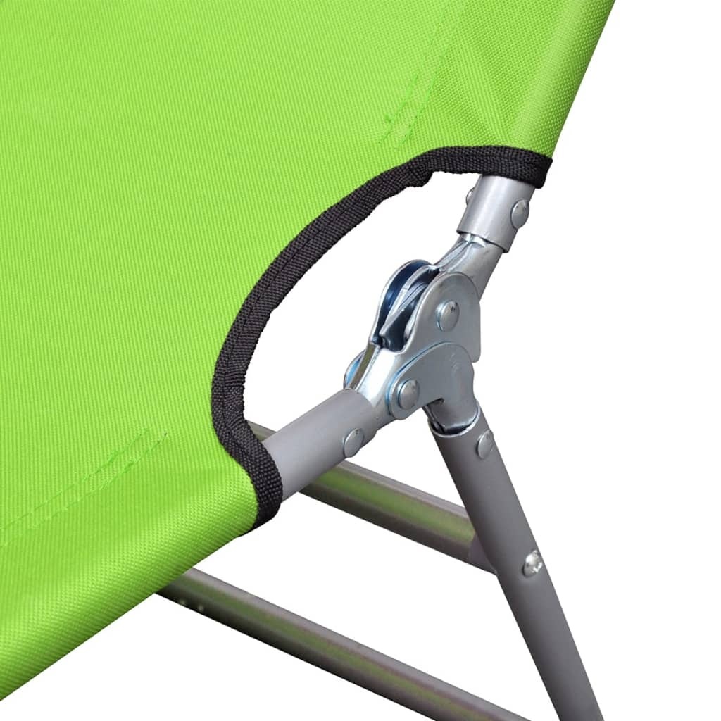 VidaXL Ligbed inklapbaar met hoofdkussen gepoedercoat staal groen