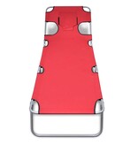 VidaXL Ligbed inklapbaar met hoofdkussen gepoedercoat staal rood